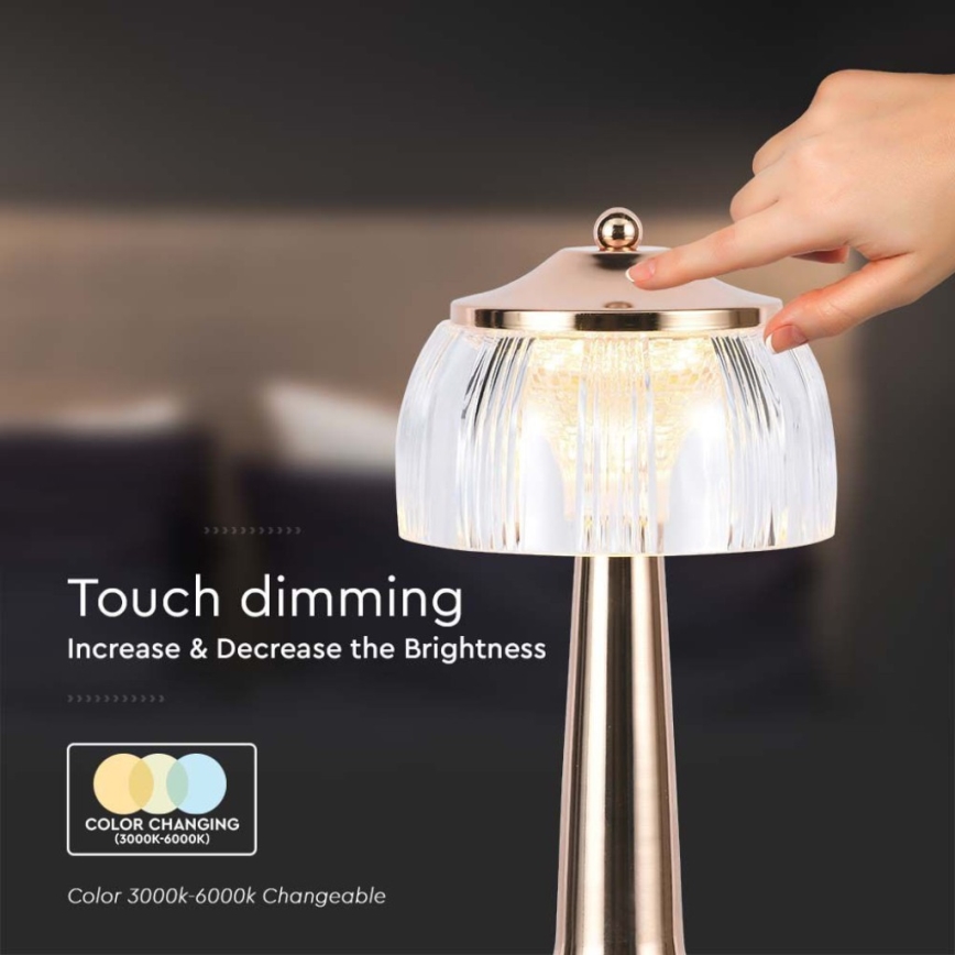 LED Димируема акумулаторна настолна сензорна лампа LED/1W/5V 3000-6000K 1800 mAh розовозлатист