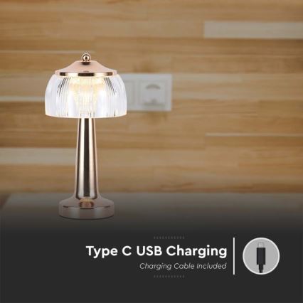 LED Димируема акумулаторна настолна сензорна лампа LED/1W/5V 3000-6000K 1800 mAh розовозлатист