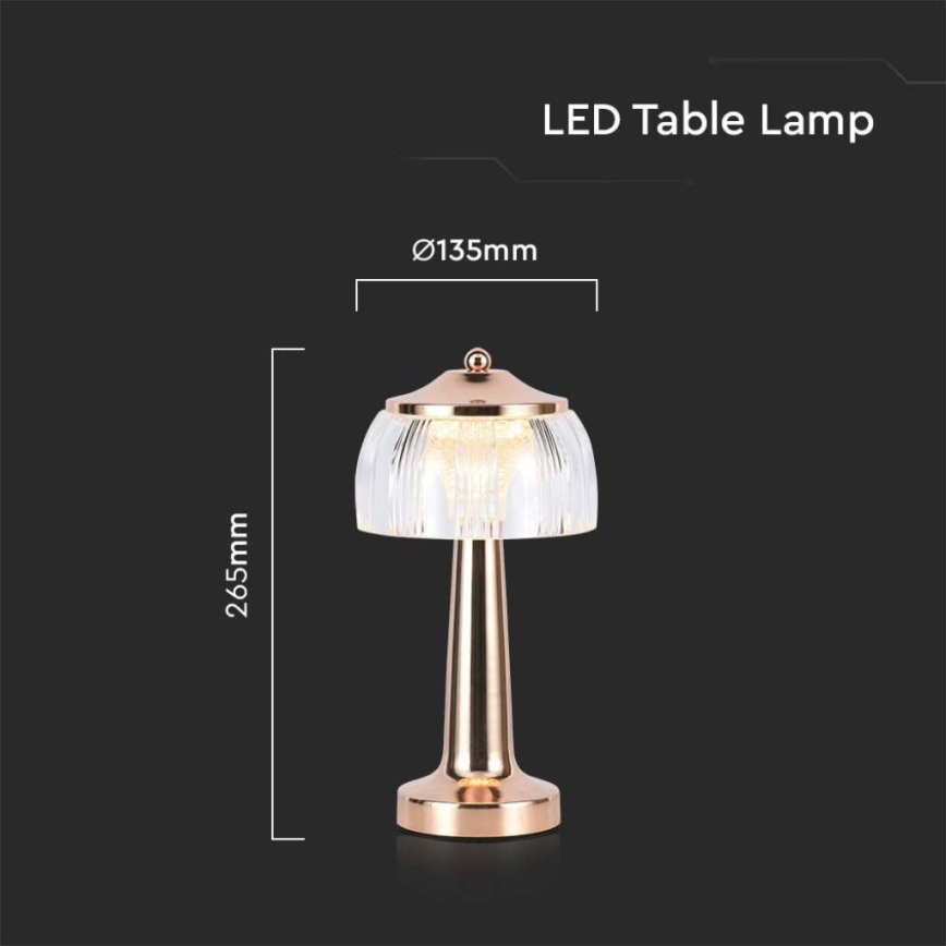 LED Димируема акумулаторна настолна сензорна лампа LED/1W/5V 3000-6000K 1800 mAh розовозлатист