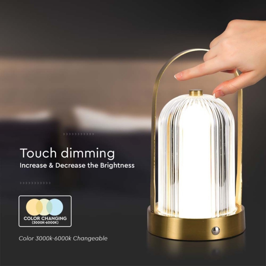 LED Димируема акумулаторна настолна сензорна лампа LED/1W/5V 3000-6000K 1800 mAh златист
