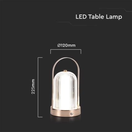 LED Димируема акумулаторна настолна сензорна лампа LED/1W/5V 3000-6000K 1800 mAh златист