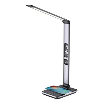 LED димируема настолна лампа LED/8,5W/230V с безжично зареждане сребриста