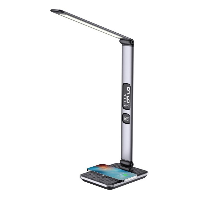 LED димируема настолна лампа LED/8,5W/230V с безжично зареждане сребриста