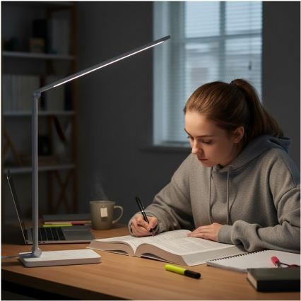 Димируема LED настолна лампа с безжично зареждане QI NOBLITE Q LED/7W/230V 3000/4000/6500K бяла