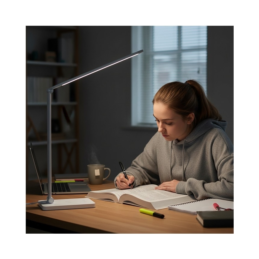 Димируема LED настолна лампа с безжично зареждане QI NOBLITE Q LED/7W/230V 3000/4000/6500K бяла