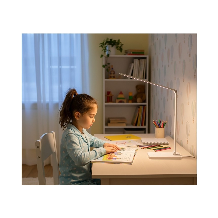 Димируема LED настолна лампа с безжично зареждане QI NOBLITE Q LED/7W/230V 3000/4000/6500K бяла