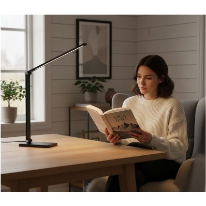 Димируема LED настолна лампа с безжично зареждане QI NOBLITE Q LED/7W/230V 3000/4000/6500K черна
