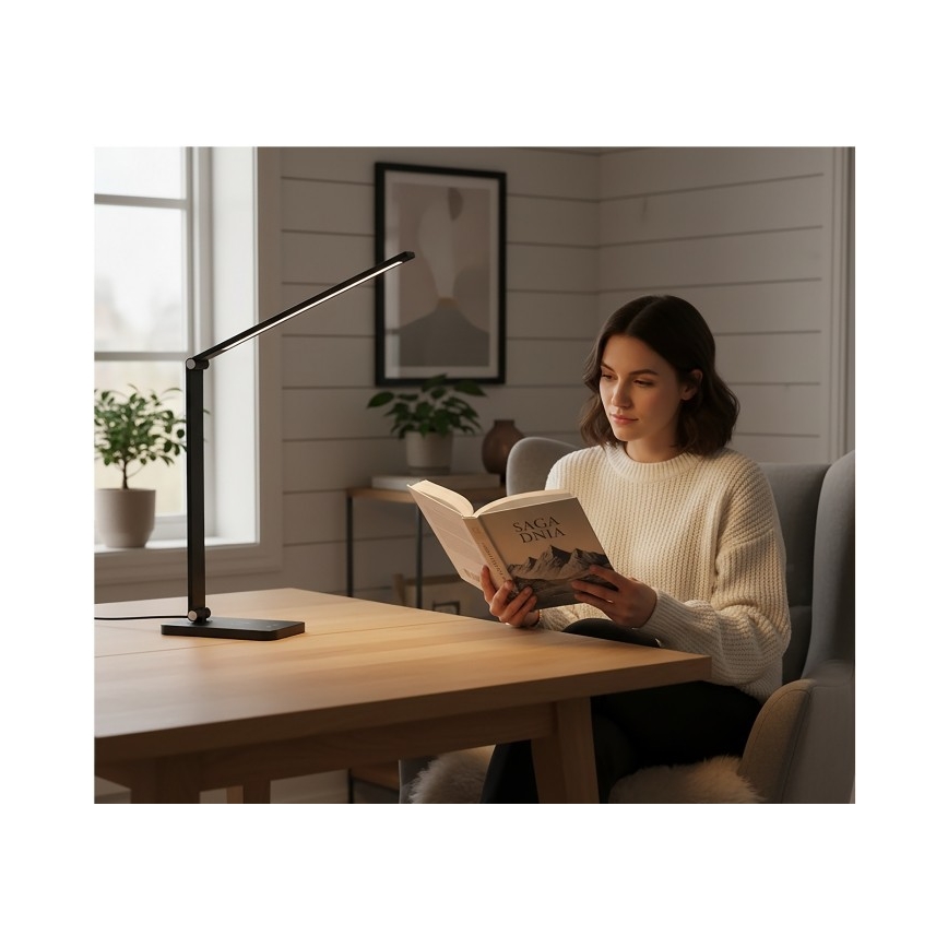 Димируема LED настолна лампа с безжично зареждане QI NOBLITE Q LED/7W/230V 3000/4000/6500K черна