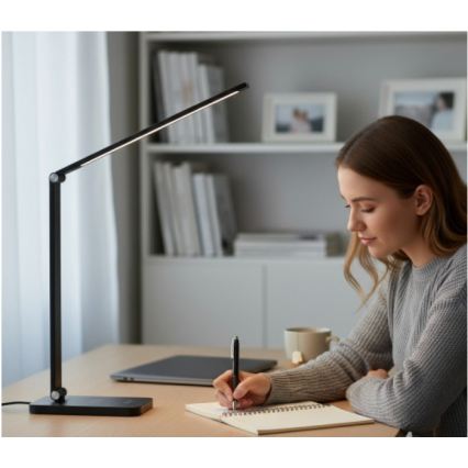 Димируема LED настолна лампа с безжично зареждане QI NOBLITE Q LED/7W/230V 3000/4000/6500K черна