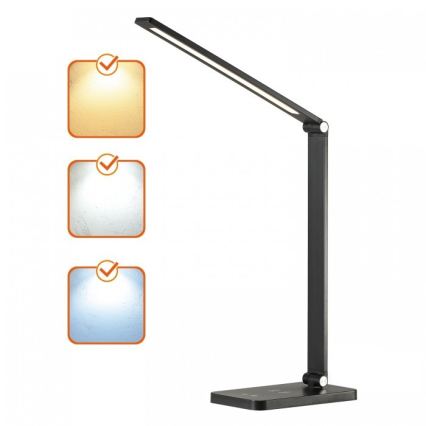 Димируема LED настолна лампа с безжично зареждане QI NOBLITE Q LED/7W/230V 3000/4000/6500K черна