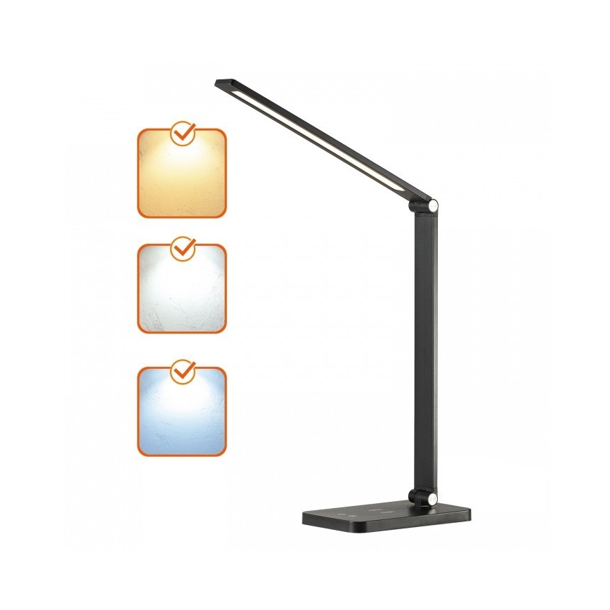Димируема LED настолна лампа с безжично зареждане QI NOBLITE Q LED/7W/230V 3000/4000/6500K черна