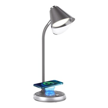 LED Димируема настолна лампа с безжично зареждане FINCH LED/9W/12/230V сив/лъскав хром