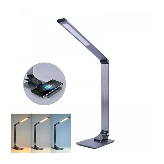 LED Димируема настолна лампа с безжично зареждане LED/10W/230V матов хром