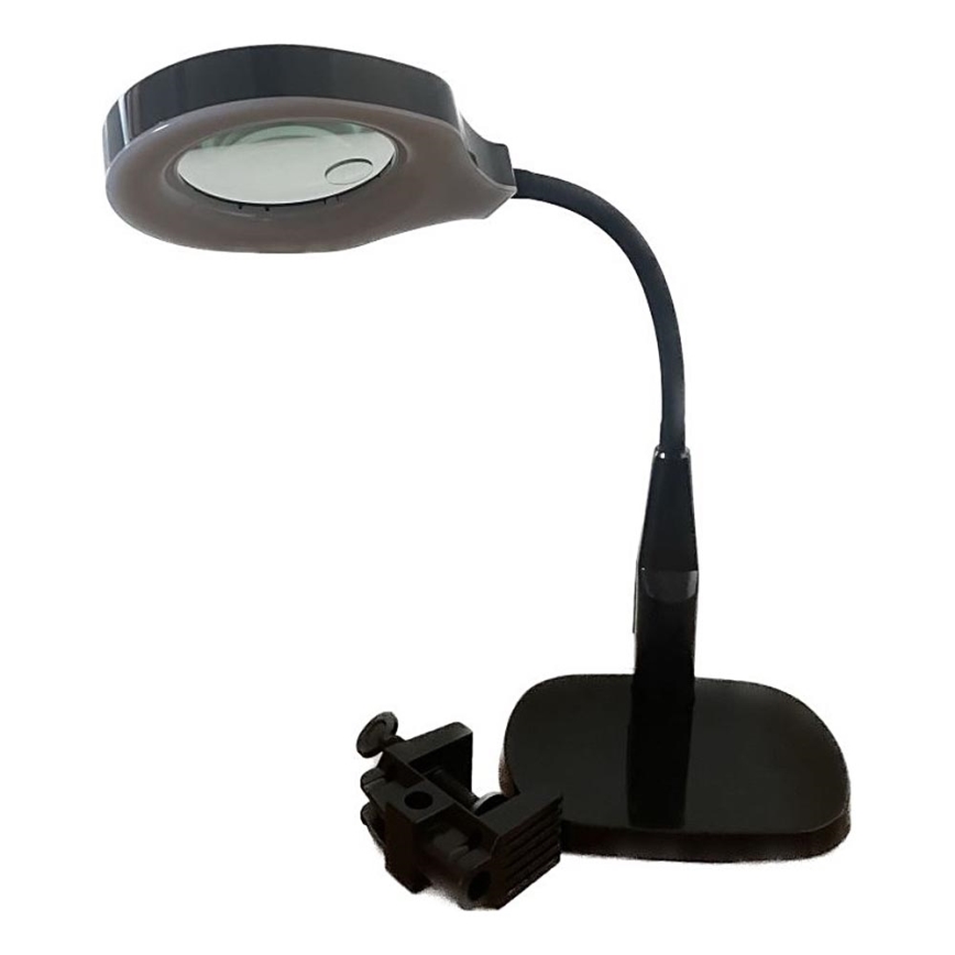 LED Димируема настолна лампа с бифокална лупа LED/6W/230V 6000-7000K черен
