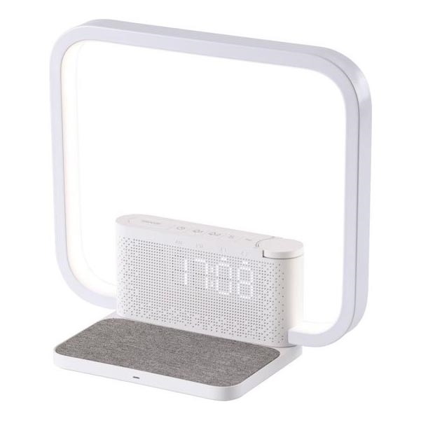 LED Димируема настолна лампа с будилник и Qi зареждане LED/18W/230V бял