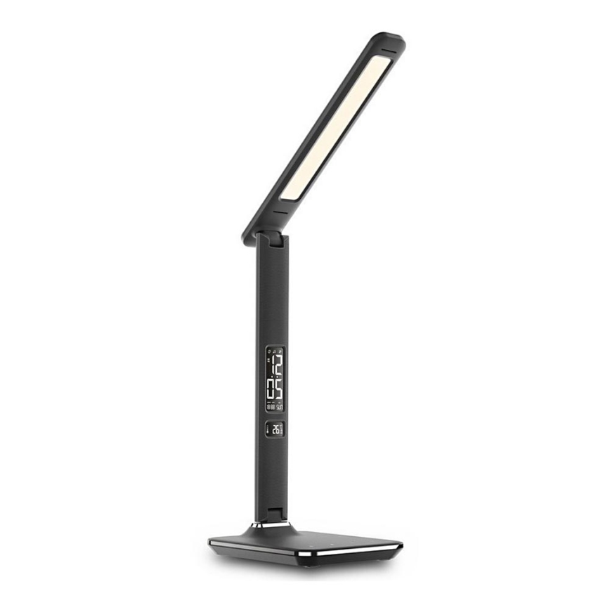 LED Димируема настолна лампа с дисплей KINGFISHER LED/9W/230V/12V черна