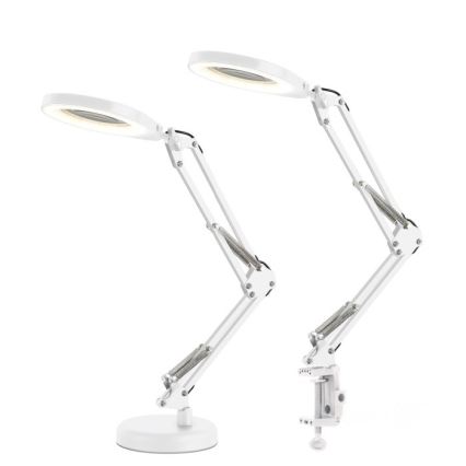 Димируема LED настолна лампа с лупа 2 в 1 AURIQ LOUPE LED/10W/5V 3000/4000/6500K бяла