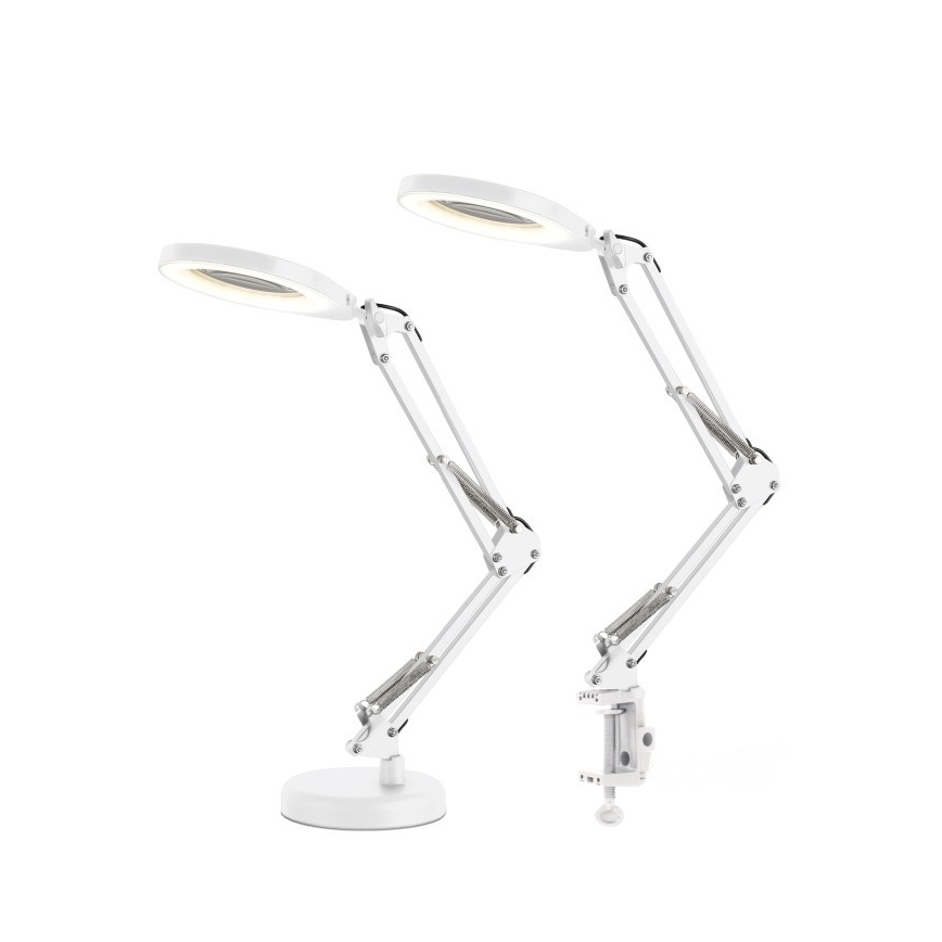 Димируема LED настолна лампа с лупа 2 в 1 AURIQ LOUPE LED/10W/5V 3000/4000/6500K бяла