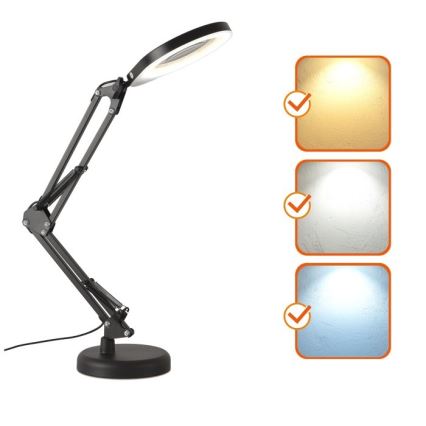LED Димируема настолна лампа с лупа 2в1 AURIQ LOUPE LED/10W/5V 3000/4000/6500K черен