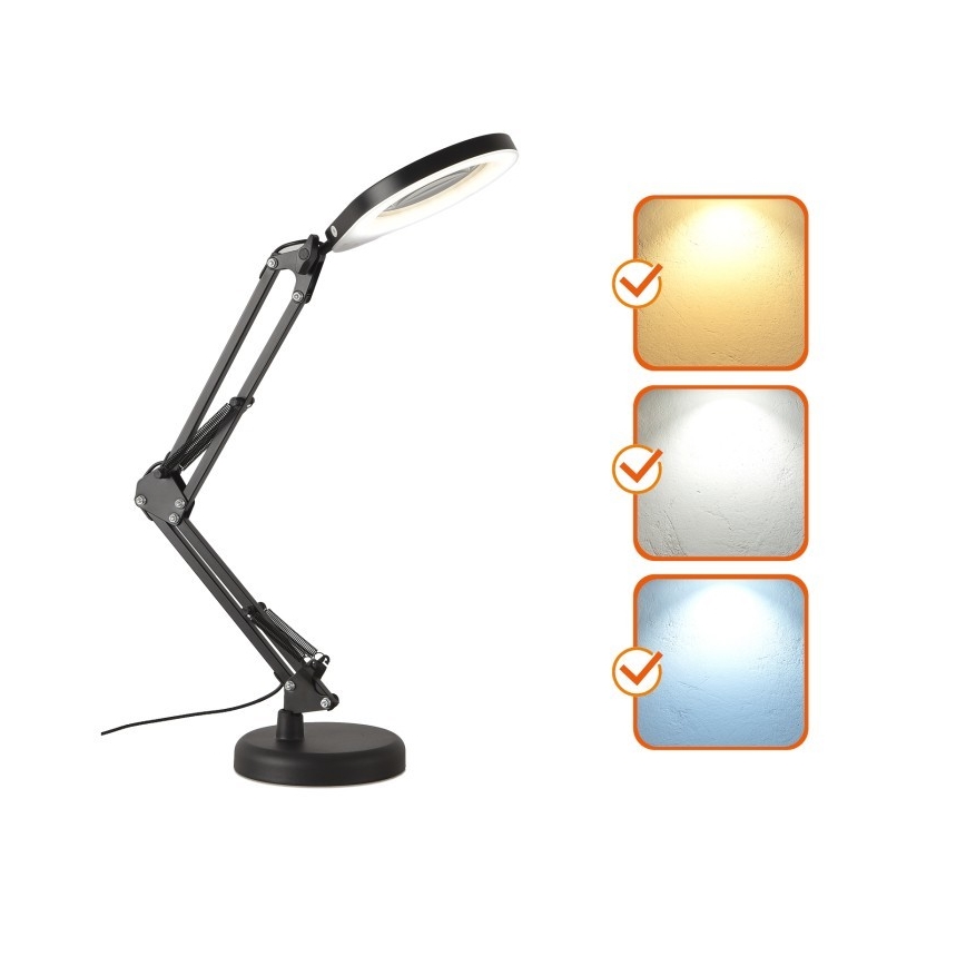 LED Димируема настолна лампа с лупа 2в1 AURIQ LOUPE LED/10W/5V 3000/4000/6500K черен