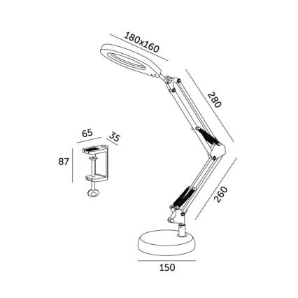 LED Димируема настолна лампа с лупа 2в1 AURIQ LOUPE LED/10W/5V 3000/4000/6500K черен