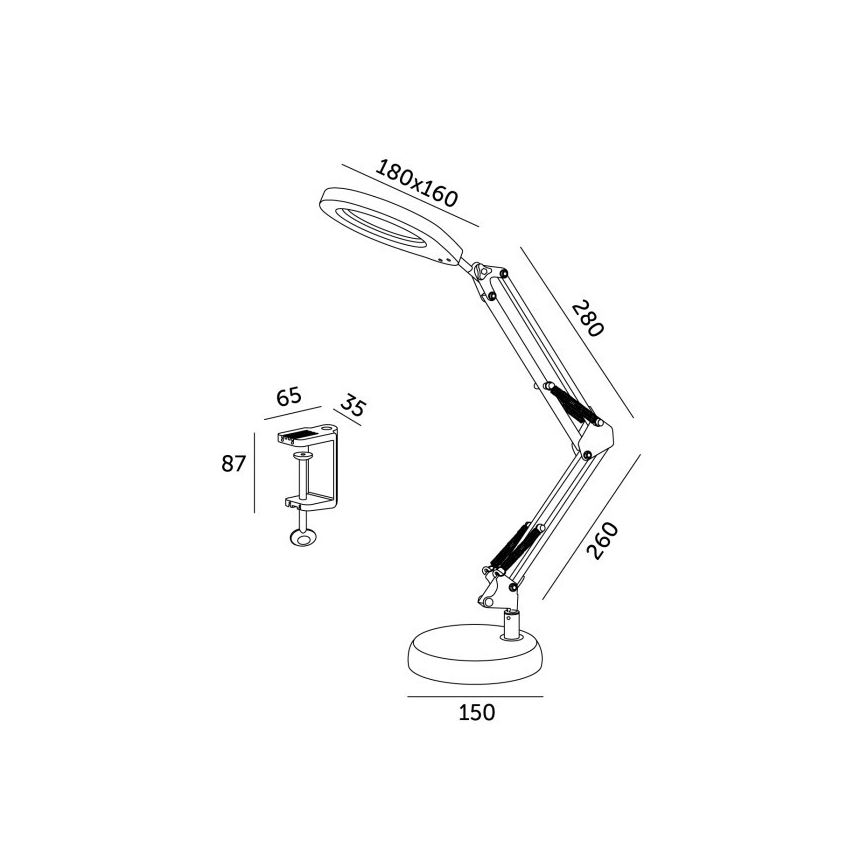 LED Димируема настолна лампа с лупа 2в1 AURIQ LOUPE LED/10W/5V 3000/4000/6500K черен