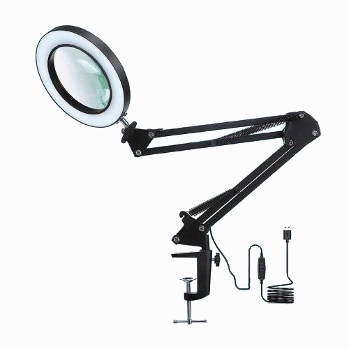 LED Димируема настолна лампа с лупа LED/22W/5V 4000-6000K черен