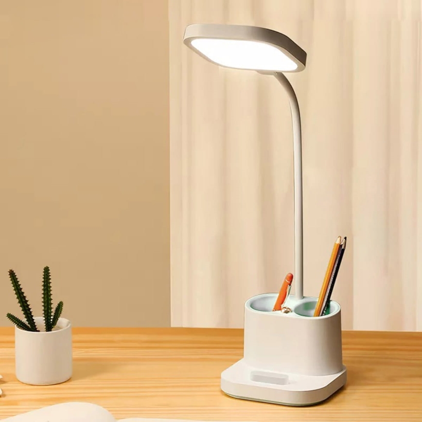 LED Димируема настолна лампа с моливник и външна батерия LED/5W/5V 2400mAh