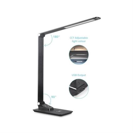 LED Димируема настолна лампа с USB LED/7W/230V 3000K/4000K/5500K черен