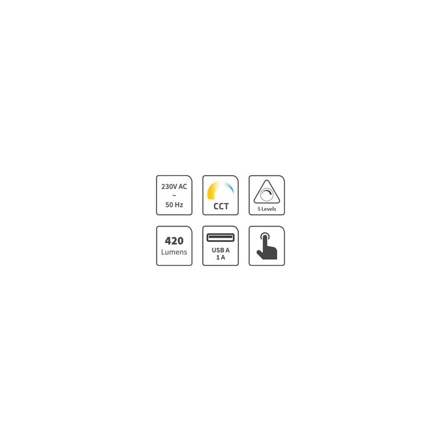 LED Димируема настолна лампа с USB LED/7W/230V 3000K/4000K/5500K черен