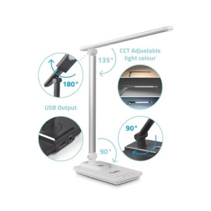 LED Димируема настолна лампа с USB LED/9W/230V 3000K/4000K/5500K бял