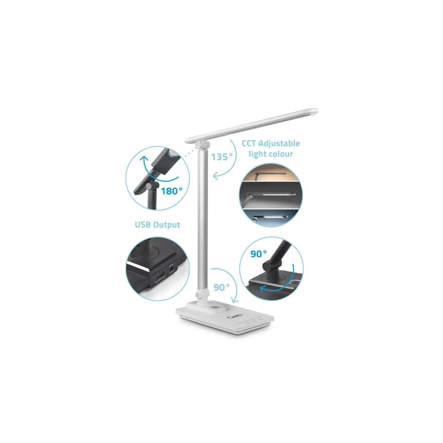 LED Димируема настолна лампа с USB LED/9W/230V 3000K/4000K/5500K бял