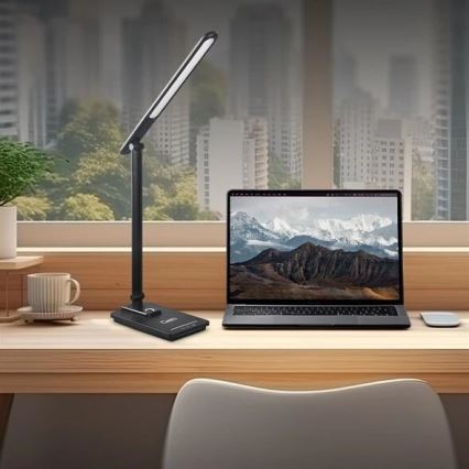 LED Димируема настолна лампа с USB LED/9W/230V 3000K/4000K/5500K черен
