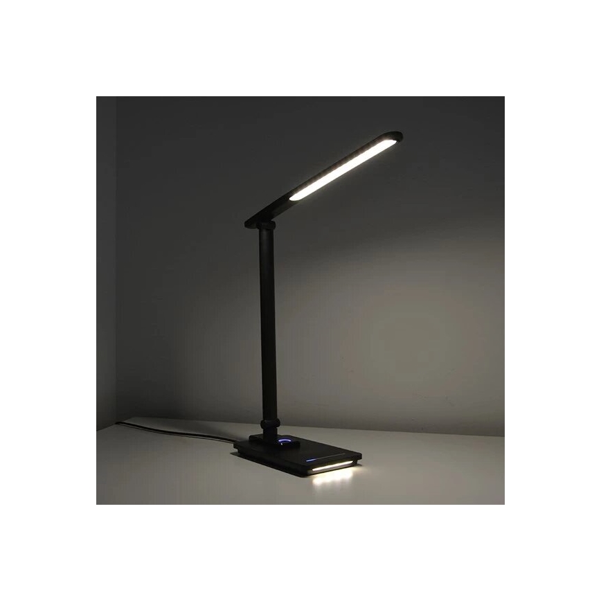 LED Димируема настолна лампа с USB LED/9W/230V 3000K/4000K/5500K черен