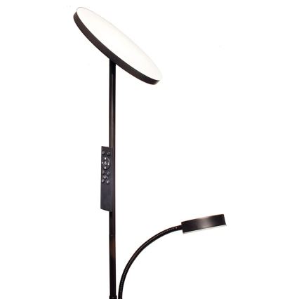 LED регулируема подова лампа NORA LED/25W/230V 2200/3000/4000K + LED/5W 3000K черна + дистанционно управление