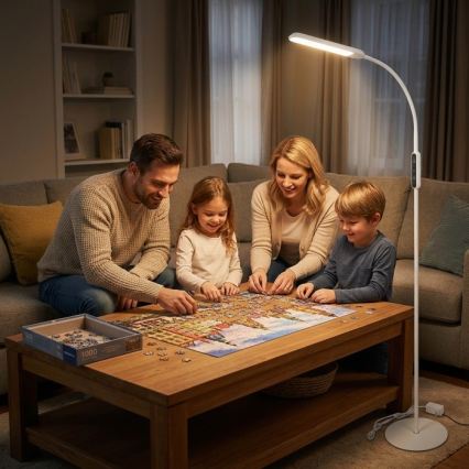 LED подова лампа TEILO с възможност за димиране LED/10W/230V 3000/4000/6500K бяла + дистанционно управление