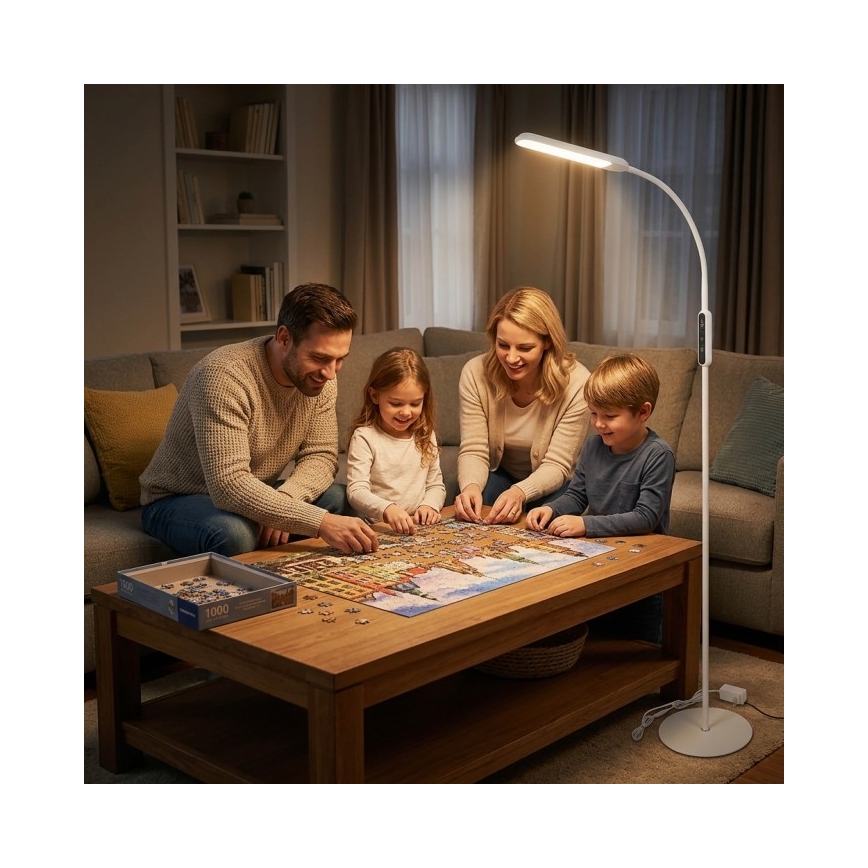 LED подова лампа TEILO с възможност за димиране LED/10W/230V 3000/4000/6500K бяла + дистанционно управление