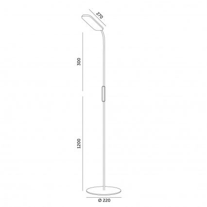 LED подова лампа TEILO с възможност за димиране LED/10W/230V 3000/4000/6500K бяла + дистанционно управление