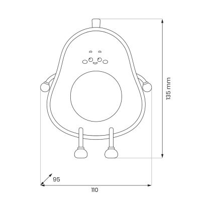 Димируема презареждаема сензорна детска нощна лампа AVOCADO LED/1W/5V 1200 mAh