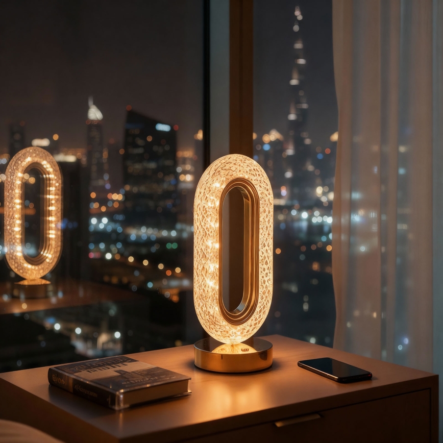 Димируема презареждаема настолна LED лампа DUBAI LED/2W/5V 2700K/4000K/6500K 400 mAh златна