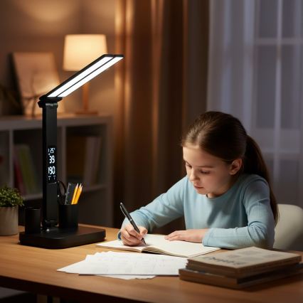 LED димируема презареждаема настолна лампа NOBLITE P LED/5W/5V 3000/4000/6000K 2200 mAh черна