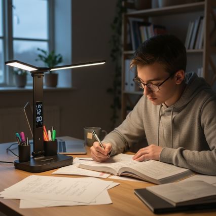 LED димируема презареждаема настолна лампа NOBLITE P LED/5W/5V 3000/4000/6000K 2200 mAh черна
