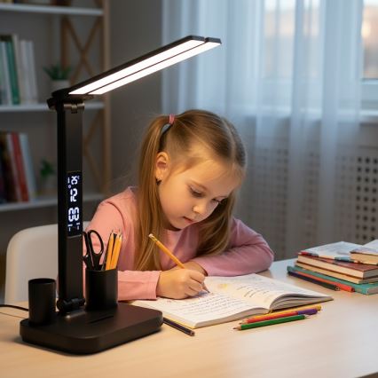 LED димируема презареждаема настолна лампа NOBLITE P LED/5W/5V 3000/4000/6000K 2200 mAh черна