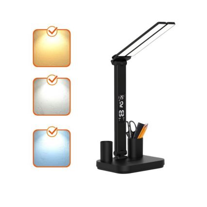 LED димируема презареждаема настолна лампа NOBLITE P LED/5W/5V 3000/4000/6000K 2200 mAh черна