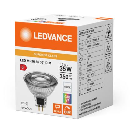 Димируема LED рефлекторна крушка MR16 GU5,3/5,3W/12V 4000K 36° CRI 97 - Ledvance