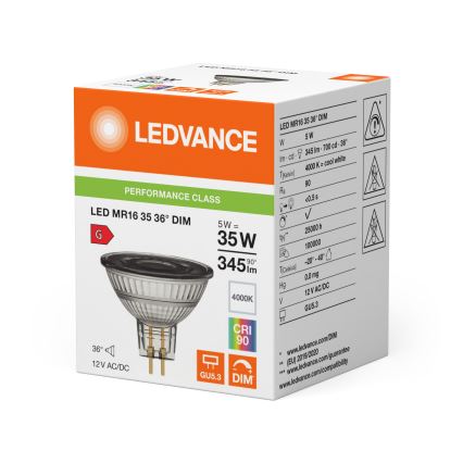 LED димируема рефлекторна крушка MR16 GU5,3/5W/12V 4000K 36° CRI 90 - Ledvance