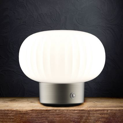 LED Димируема сензорна настолна лампа LATTE LED/1,8W/5V USB 2000 mAh матов хром/бял