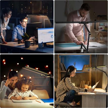 LED Димируем докосване гъвкав настолна лампа POINTIQ LED/24W/230V 3000-6500K CRI 92 черен