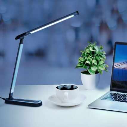 LED Димируема сензорна настолна лампа MADERA LED/7W/230V USB черен