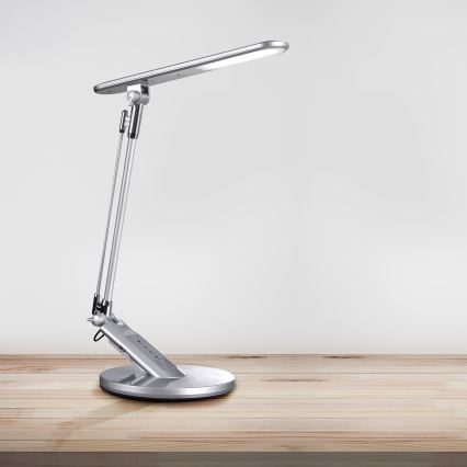 LED Димируема сензорна настолна лампа OPTIMUM LED/7W/230V USB 3000/4000/6000K сребрист